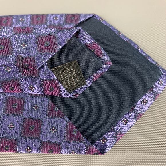 WILKES BASHFORD Purple Burgundy Square Silk Tie - Picture 3 of 4